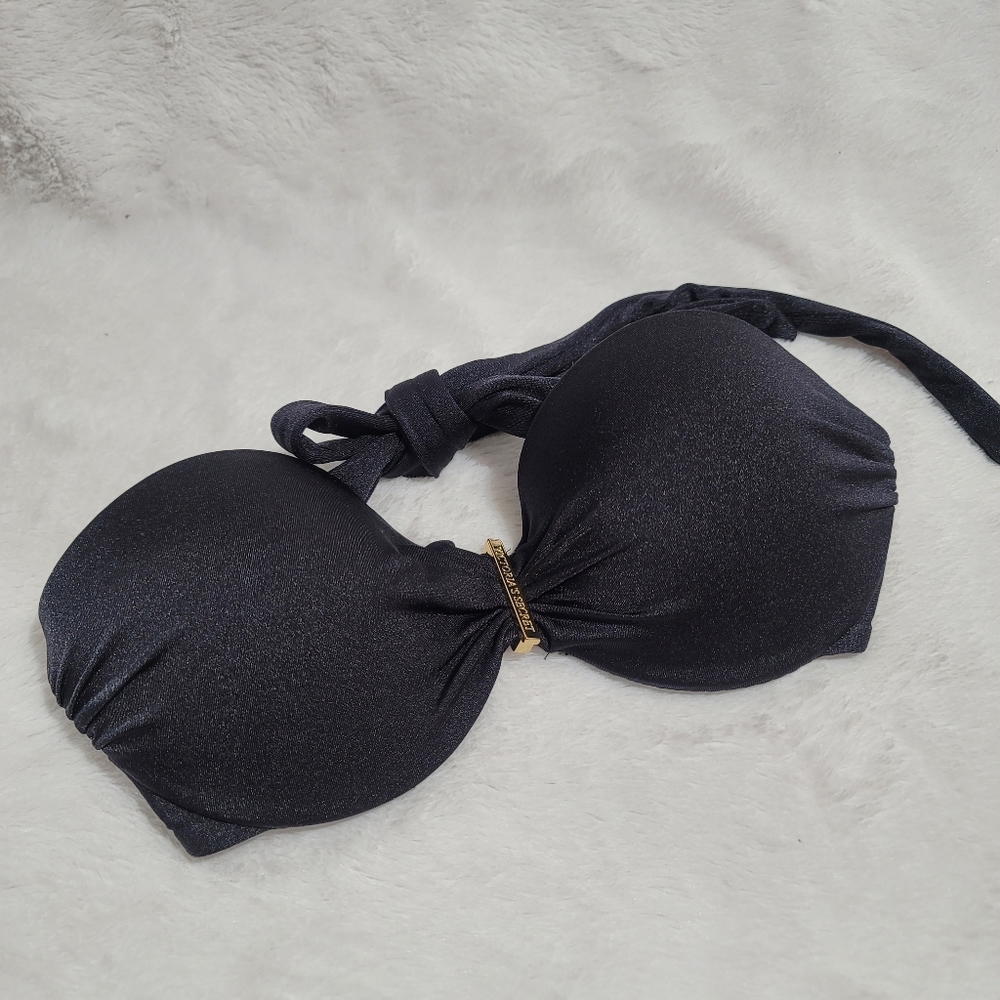 Victoria's Secret Swim Top bikini trapless black 32A Preowned